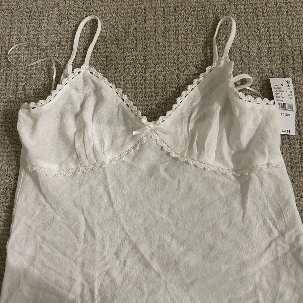 PacSun White Lace Trim Tank Top